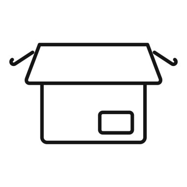 Beyaz arkaplanda izole edilmiş, açılan bir karton kutunun basit vektör simgesi