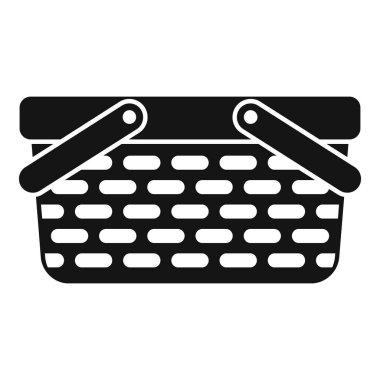 Boş piknik sepetinin kulpları açık olan bu vektör çizimi, açık hava yemek kavramını temsil etmektedir.