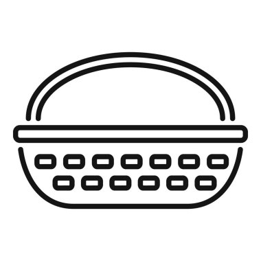 Boş bir alışveriş sepetini tasvir eden basit ve minimalist çizgi sanatı, perakende, ticaret ve tüketimle ilgili projeler için ideal