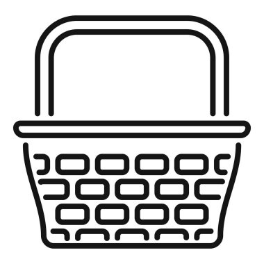 Bu basit, minimalist simge boş bir hasır sepet tasvir eder, piknik sepetlerini veya benzer kavramları temsil etmek için mükemmeldir.