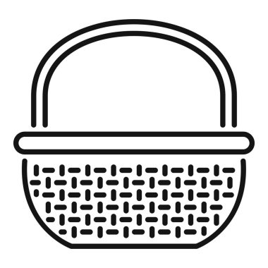 Bir piknik sepetinin bu basit siyah beyaz çizgili sanat simgesi yaz gezilerini ve açık hava yemeklerini temsil etmek için mükemmeldir.