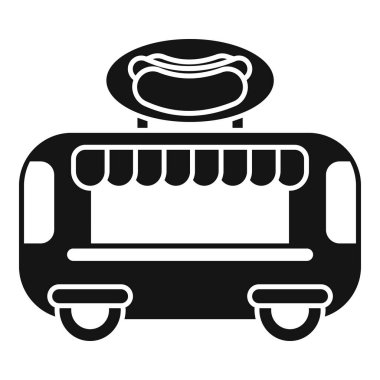 Fast food satan bir sosisli sandviç kamyonunun siyah silueti.