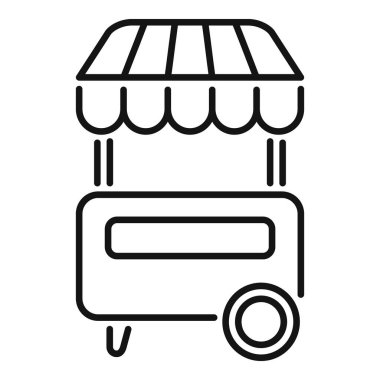 Tenteli bir sokak yemeği arabasının basit vektörü, sokak yemekleri otomatını somutlaştırıyor.