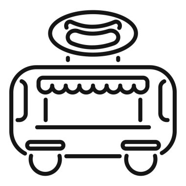 Sokaklarda fast food satan bir sosisli sandviç arabasının basit vektörü.