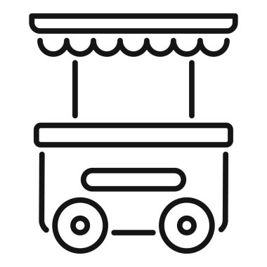 Müşterileri bekleyen bir sokak yemeği arabasının basit çizim çizelgesi