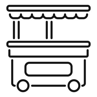 Tenteli basit bir yemek arabasının vektör simgesi. Yiyecek tezgahlarını ya da sokak satıcılarını temsil etmek için mükemmel.