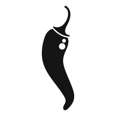 Baharatlı yemek ve sıcak aromayı temsil eden kırmızı biberin siyah siluet simgesi