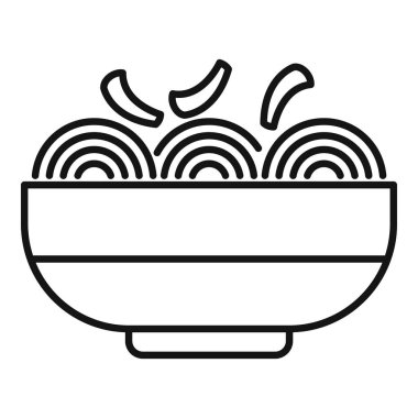 Japon mutfağını ya da Asya mutfağını temsil etmek için mükemmel olan bir kase eriştenin minimalist vektör grafiği.