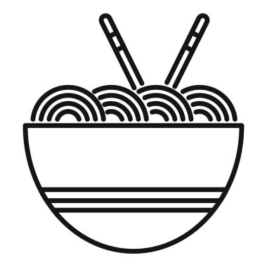 Çubuklu bir kase eriştenin basit siyah beyaz vektör simgesi.