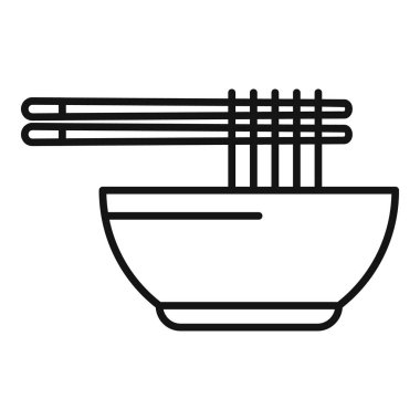 Elinde çubuk makarna olan bir tabak eriştenin basit bir simgesi.