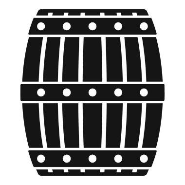 Kenarında yatan bir varilin basit vektör ikonu, genellikle bira, şarap veya viski gibi alkollü içecekleri depolamak ve yaşlanmak için kullanılır.