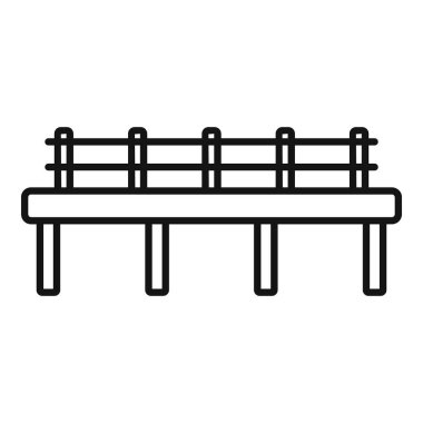 Köprüyü geçen bir köprünün basit çizgi vektör simgesi, mimari planlar veya seyahat broşürleri için ideal