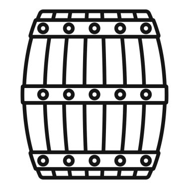 Klasik bir ahşap fıçının basit çizgi simgesi, bira imalathanesini, şaraphaneyi veya içkiyle ilgili temaları temsil etmek için ideal