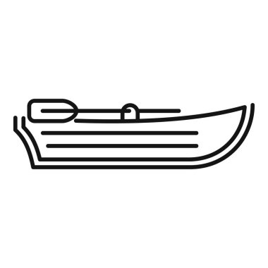 Kürekleri olan küçük ahşap bir teknenin basit vektör simgesi. Balıkçılığı, kürek çekmeyi ya da su bazlı aktiviteleri temsil etmek için ideal.