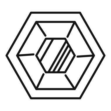 Altıgenin çizgi sanat vektörü daha küçük bir altıgenle birleşince, derinlik ve perspektif hissi veriyor.