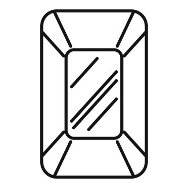 Işığı yansıtan yuvarlak köşeli dikdörtgen aynanın basit vektör simgesi, iç tasarım ve ev dekorasyonu projeleri için mükemmel