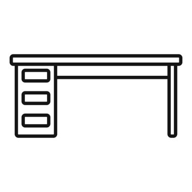 Çekmece çizgisi simgesi olan bu basit ofis masası çalışma alanlarını ve ofis mobilyalarını temsil ediyor