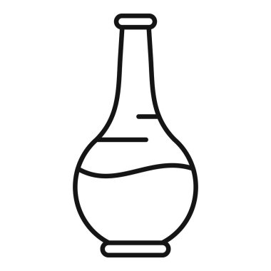 Beyaz arkaplanda izole edilmiş taslak biçiminde sıvı simge içeren kimyasal laboratuvar camları