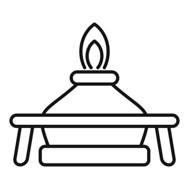 Bir ruh lambasının yanmasının basit bir simgesi. Genellikle ısıtma ve sterilizasyon için laboratuvarlarda kullanılır.