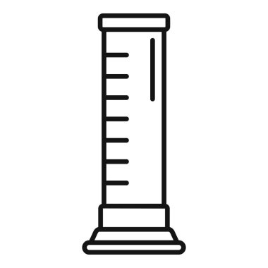 Mezuniyet silindirinin basit çizgi simgesi, sıvıların hacmini ölçmek için kullanılan yaygın bir laboratuvar cam parçası