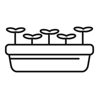 Bir saksı çizgi ikonu içinde büyüyen beş tohum ile ev bahçe konsepti