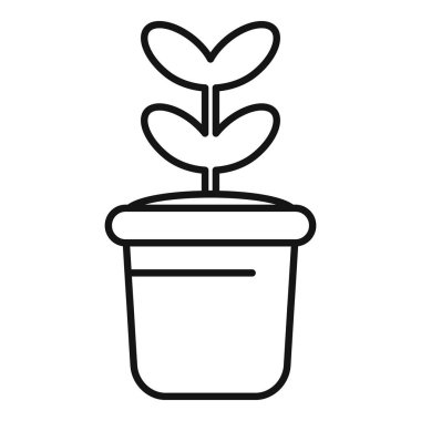 Tencerede büyüyen küçük bir bitkinin minimalist simgesi, büyüme, doğa ve özen gibi kavramları çağrıştırıyor.