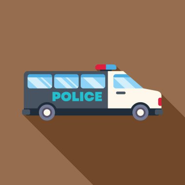 Polis arabası siren ışıklarıyla park ediyor.