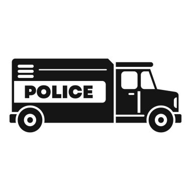 Polis aracının siyah-beyaz çizimi, genellikle isyan kontrolü veya tutukluların taşınması için kullanılır, kolluk kuvvetlerini sembolize eder.