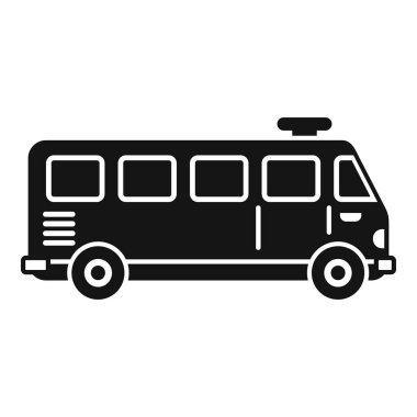 Beyaz arka planda giden bir otobüsün siyah silüeti