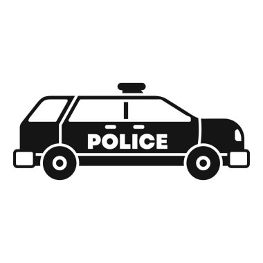 Polis arabasının siyah beyaz simgesi, kolluk kuvvetlerini ve güvenliği temsil ediyor.