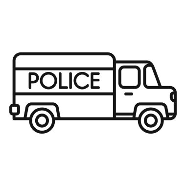 Tutukluları sanat tarzında taşıyan bir polis aracının basit siyah-beyaz çizimi