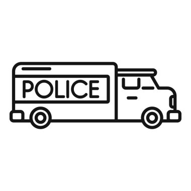 Bir polis aracının siyah beyaz çizimi mahkumları bir yerden diğerine götürüyor.
