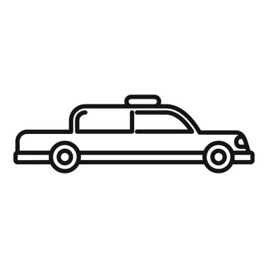 Siyasetçiyi taşıyan uzun bir başkanlık limuzininin siyah beyaz simgesi