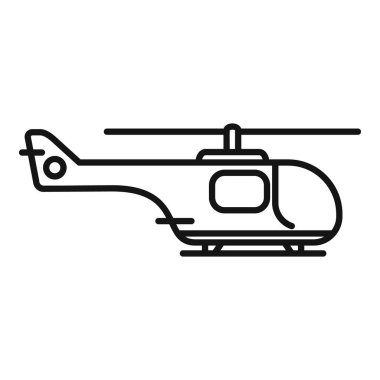Havada uçan bir helikopterin basit çizgili sanat vektörü çizimi
