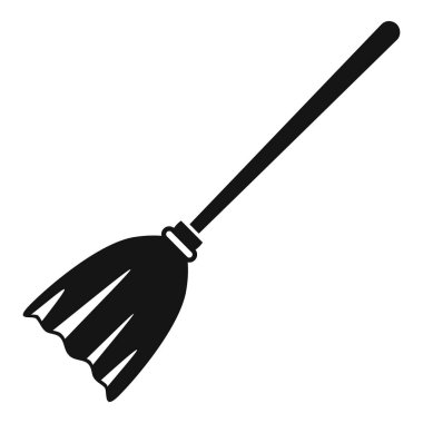 Basit bir cadı süpürge silueti simgesinin bu vektör çizimi cadılar bayramı, temizlik ve cadılıkla ilgili projeler için mükemmeldir.