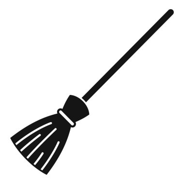 Bir cadı süpürgesinin basit vektör simgesi, cadılar bayramı veya temizlik ile ilgili projeler için mükemmel