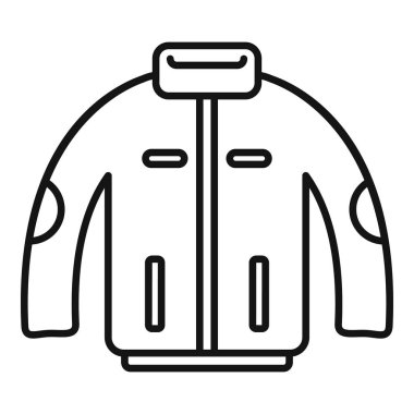 Kışlık bir ceketin basit siyah beyaz çizimi, kalın giysileri temsil etmek için mükemmel.