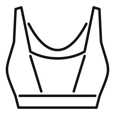 Bu minimalist çizgi sanat ikonu spor sutyenini temsil ediyor, spor teması ve spor teması için ideal.