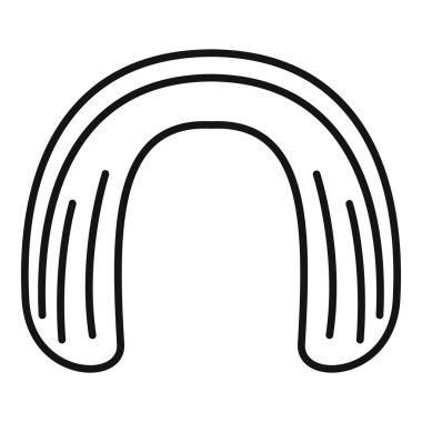 Beyaz arka planda izole edilmiş web tasarımı için seyahat eden boyun yastığı köpüğü rahat uyku uçağı ikonu vektör ana hatları