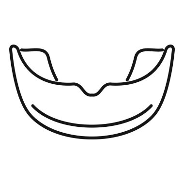 Ağız koruyucusu beyaz arka planda izole edilmiş dış hatlarda spor simgesi olarak kullanılan dişleri koruyor