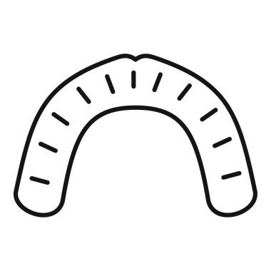 Ağız koruyucusu beyaz arka planda izole edilmiş ana hatlı boks ikonu için dişleri koruyor