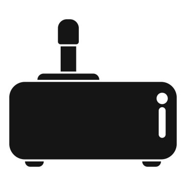 Video oyunu konsolu simgesi için beyaz arkaplanda izole edilmiş basit bir şekilde siyah joystick