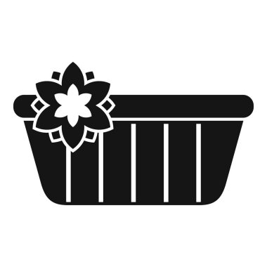 Çiçek saksısı, çiçek açan simgeyi dikmek için beyaz arkaplanda izole edilmiş basit bir şekilde.