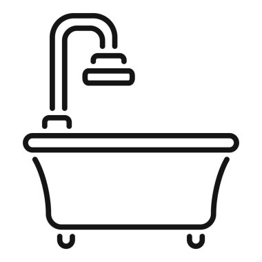 Duş başlığı simgesi, banyo içi sembolü olan küvet.