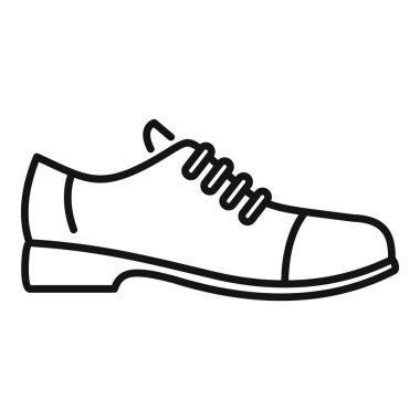 Klasik, zarif bir erkek deri ayakkabı gösteren basit bir çizgi vektörü. Moda ve perakende işleri için ideal.