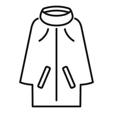 Tasması ve cebi olan bir kışlık ceketin basit çizimi.