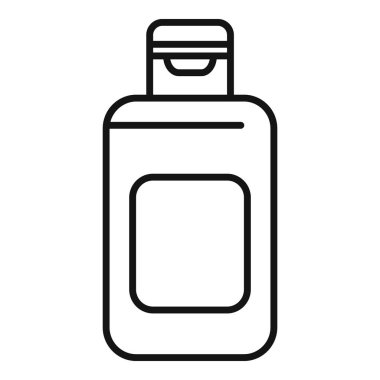 Basit bir siyah-beyaz çizgi çizimi. Pompalı bir şişe. Kozmetik ürünler içermek için uygun.