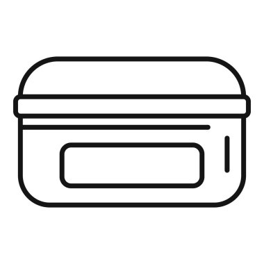 Beslenme çantası simgesi ana hatlarıyla işyerinde veya seyahatte sağlıklı yemek yeme kavramını temsil eder.