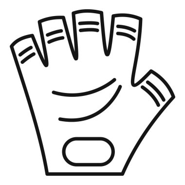 Avuç içi simgelerini koruyan açık parmaklı spor eldivenleri çizgi vektörünü gösterir