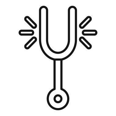 Ses ve müzik kavramlarını temsil etmek için mükemmel titreşimli bir diyapazonalist çatal titreşiminin minimalist çizimi